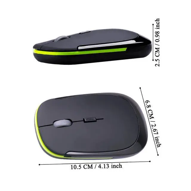 Alt view image 13 of 14 - JINHEZO for Computer Laptop Mouse Wireless, 2.4G Portable USB Optical Wireless Slim Computer Mice with USB Nano Receiver, Compatible with Win XP, 8, 9, 10, 11, etc (Black)