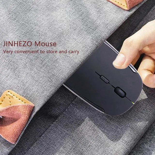 Alt view image 14 of 14 - JINHEZO for Computer Laptop Mouse Wireless, 2.4G Portable USB Optical Wireless Slim Computer Mice with USB Nano Receiver, Compatible with Win XP, 8, 9, 10, 11, etc (Black)