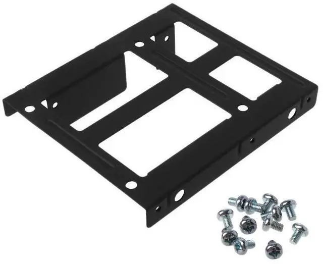 Alt view image 13 of 13 - Black Metal Dual 2.5" to 3.5" Hard Drive Bay Mounting Bracket 2x2.5" to 3.5" HDD/SSD Mounting Bracket Caddy with Screws