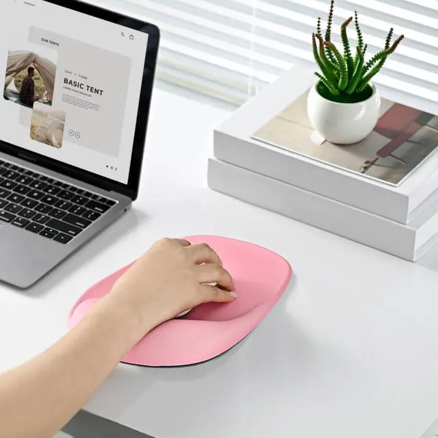 Alt view image 13 of 14 - SOEWIOU Mouse Pad with Gel Wrist Support, Office Decor for Women, Lycra Surface Smooth Control, Non Slip PU Base, Ergonomic Portable Mousepad for Travel, Laptop, Desk Accessories