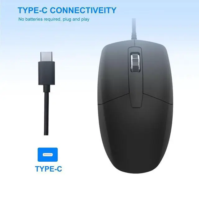 Alt view image 9 of 14 - LOONASA USB C Wired Mouse, Type C Optical Mouse, Portable Silent Comfortable, for Laptop, Mac, MacBook, Android, PC