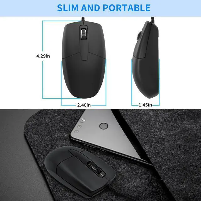 Alt view image 14 of 14 - LOONASA USB C Wired Mouse, Type C Optical Mouse, Portable Silent Comfortable, for Laptop, Mac, MacBook, Android, PC