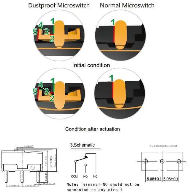 Alt view image 10 of 14 - NoirVogel TTC Dustproof Gold Micro Mouse Switch (4Pcs-Dustproof Gold), 0.74N, 80 Million Clicks for Gaming Mouse