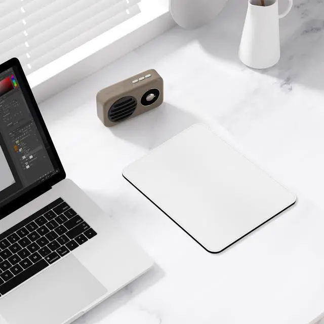 Alt view image 9 of 14 - SOEWIOU Leather Mouse Pad, Office Mouse Mat Non-Slip Rubber Base Stitched Edge Washable Waterproof Rectangular Mousepad for Office Gaming PC Laptop, 9.8" x 7.9", White