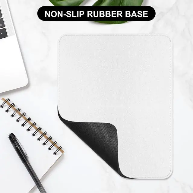 Alt view image 12 of 14 - SOEWIOU Leather Mouse Pad, Office Mouse Mat Non-Slip Rubber Base Stitched Edge Washable Waterproof Rectangular Mousepad for Office Gaming PC Laptop, 9.8" x 7.9", White