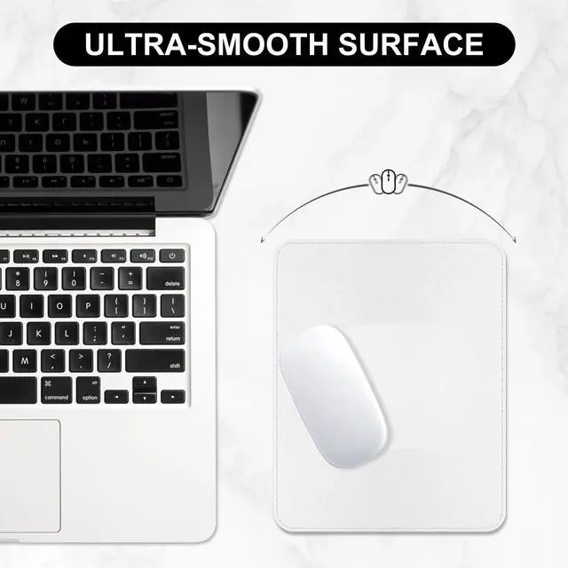 Alt view image 11 of 14 - SOEWIOU Leather Mouse Pad, Office Mouse Mat Non-Slip Rubber Base Stitched Edge Washable Waterproof Rectangular Mousepad for Office Gaming PC Laptop, 9.8" x 7.9", White