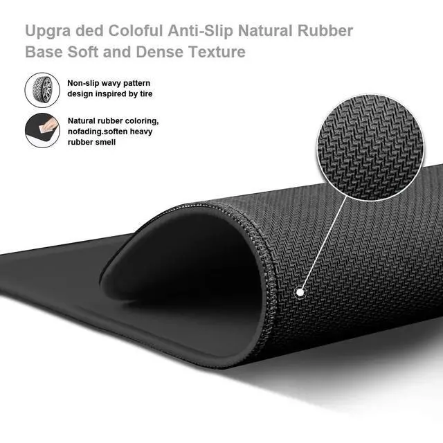 Alt view image 11 of 14 - SOEWIOU Mouse Pad with Non Slip Rubber Base, Upgraded Gaming Mouse Mat with Stitched Edge, Black Premium Textured&Waterproof Mousepad for Laptop, Computer, Kid, Office(11x8.7x0.12inch)