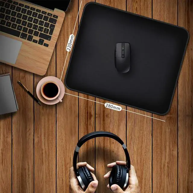 Alt view image 13 of 14 - SOEWIOU Mouse Pad with Non Slip Rubber Base, Upgraded Gaming Mouse Mat with Stitched Edge, Black Premium Textured&Waterproof Mousepad for Laptop, Computer, Kid, Office(11x8.7x0.12inch)