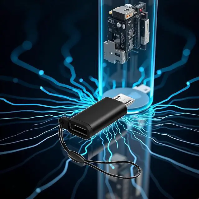 Alt view image 12 of 14 - SOEWIOU GANPUB Black Type C Female to Micro USB Male Converter Support Charging and Data Sync to Micro USB Adapter Connector with Lanyard USB to Micro Adapter,Cables and Adapters