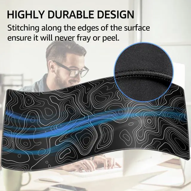 Alt view image 9 of 12 - RGB Extended Gaming Mouse Pad 35.4 x 15.7 Inch Desk Mat with Stitched Edges, Micro-Weave Surface, Non-Slip Rubber Base - OEM