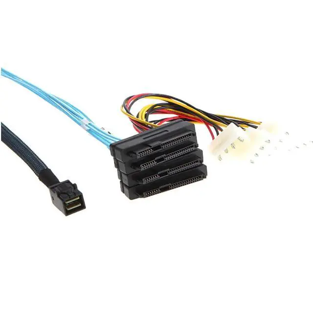 Alt view image 2 of 6 - SOEWIOU Mini SAS HD SFF-8643 to 4X SAS SFF-8482 Server Cable 12Gbps Server Internal High-Speed Cable | 30AWG | with Power Cable (19.68, Inches)