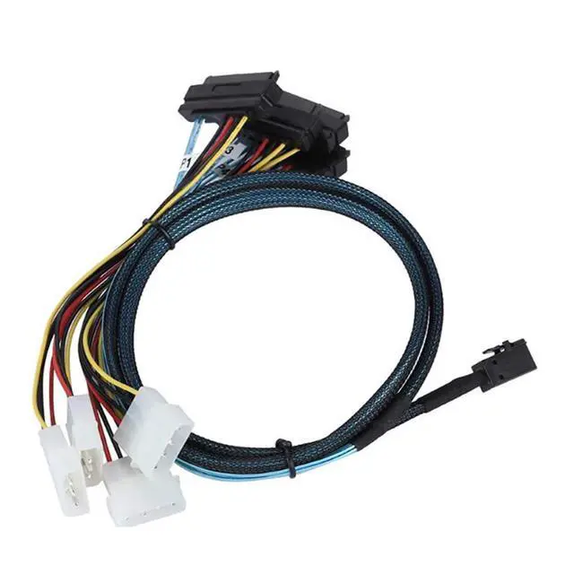 Alt view image 3 of 6 - SOEWIOU Mini SAS HD SFF-8643 to 4X SAS SFF-8482 Server Cable 12Gbps Server Internal High-Speed Cable | 30AWG | with Power Cable (19.68, Inches)