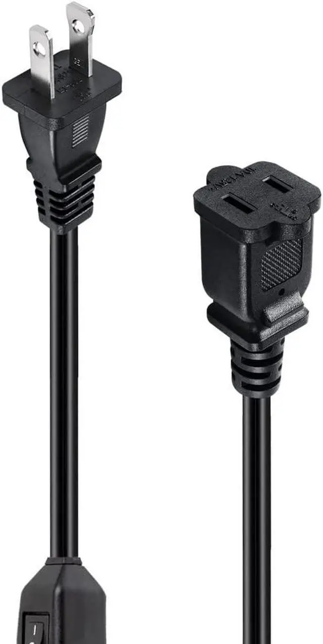 Alt view image 2 of 3 - SOEWIOU Short 2 Prong Extension Cord, US AC 2-Prong Male to Female Power Cable 12A/125V,Nema 1-15P to 1-15R Outlet Extension Cable(Black with Switch)