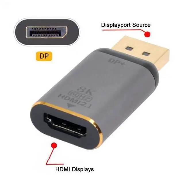 Main image of SOEWIOU DisplayPort 1.4 Source to HDMI 2.0 Display 8K 60hz UHD 4K DP to HDMI Male Monitor Adapter Connector