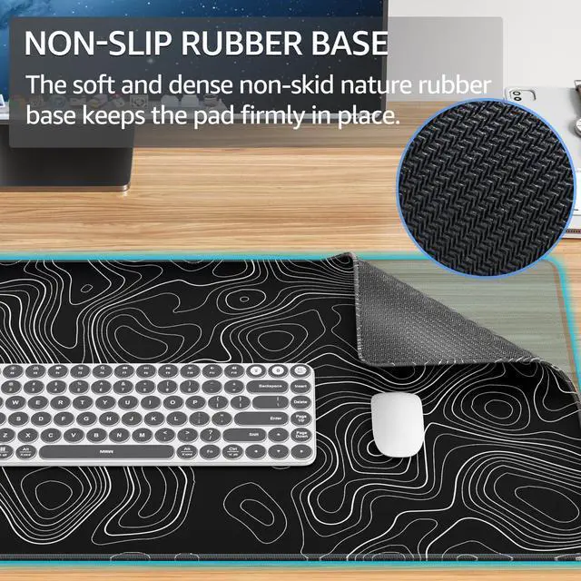 Alt view image 10 of 12 - SOEWIOU RGB Extended Gaming Mouse Pad 31.5 x 15.7 Inch Desk Mat with Stitched Edges, Micro-Weave Surface, Non-Slip Base