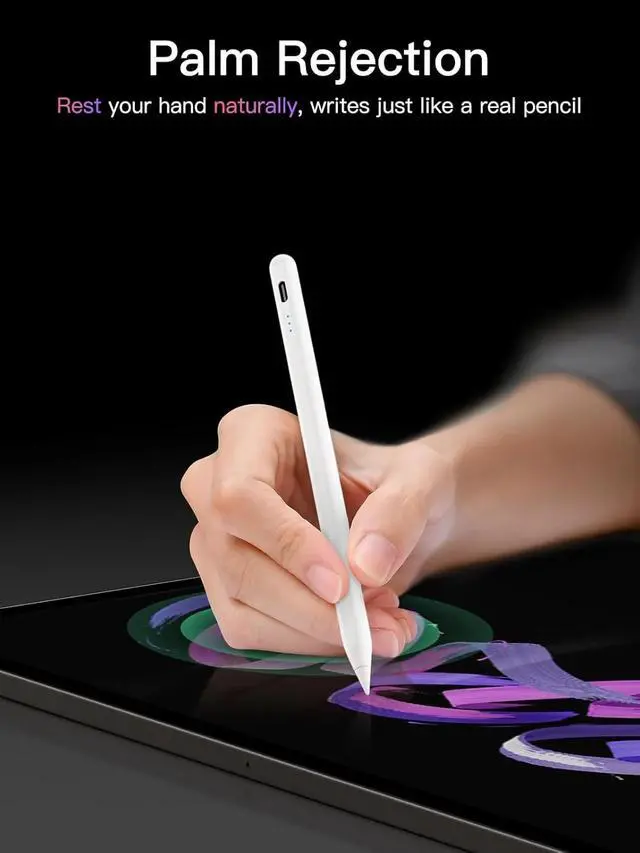 Alt view image 7 of 7 - SOEWIOU One-Click Undo Function,Stylus Pen for iPad 2018-2025(A16/11/10/9/8/7/6),USB-C Fast Charging,Pixel-Perfect Tilt Sensitivity,Palm Rejection