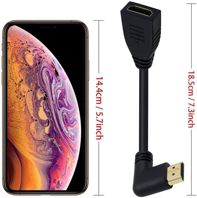 Alt view image 5 of 7 - SOEWIOU 8K HDMI Extension Cable, Short HDMI 90 Degree Left Angle Male to Female HDMI 2.1 Cable Adapter 48Gbps with 8K 60Hz Video and 3D HDR for TV/Xbox /PS4 /PS5 (Left M/F), 0.5feet