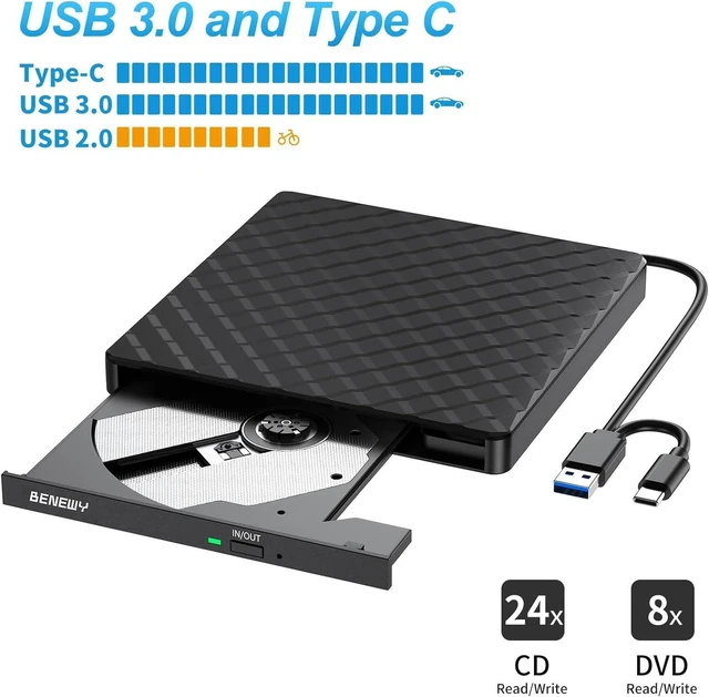 Alt view image 9 of 14 - SOEWIOU CD DVD Drive, USB 3.0 Portable CD Burner +/-RW Drive DVD Player CD ROM SOEWIOU DVD Drive for Laptop, Lecteur CD/DVD Externe for Laptop Desktop PC Windows 11/10/8.1/7 Linux OS Mac MacBook