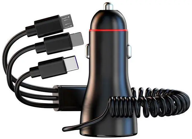 Main image of SOEWIOU Digital Display Car Charger, 100W Super Fast Charging, 3-in-1 1-to-3 Ports with Built-in Cable, Factory Direct Sales, Universal for Phone, Tablet, Laptop, Car Use