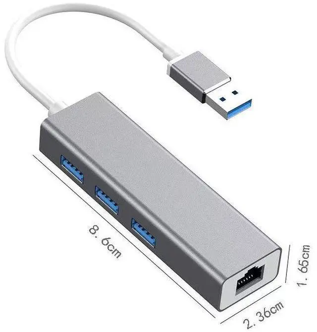 Main image of SOEWIOU USB 3.0 Hub, 100Mbps Ethernet Card, Aluminum Alloy Type-C Docking Station, RJ45 Converter, Computer Hub for Laptop/Desktop PC