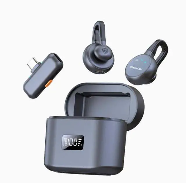 Main image of SOEWIOU S18 Wireless Lavalier Microphone with Charging Case, 2-Pack Dual Mic System, 2.4G Wireless Clip-on Microphone for iPhone Android Phone, Noise Cancelling Auto Pairing Lapel Mic for YouTube Live