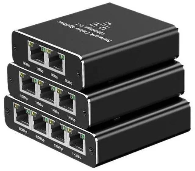 Alt view image 2 of 3 - SOEWIOU Gigabit Ethernet Splitter, RJ45 Full Gigabit Network Distributor 1 In 4 / 1 In 3 / 1 In 2, LAN Cable Splitter for Home Office Router Monitoring Connection