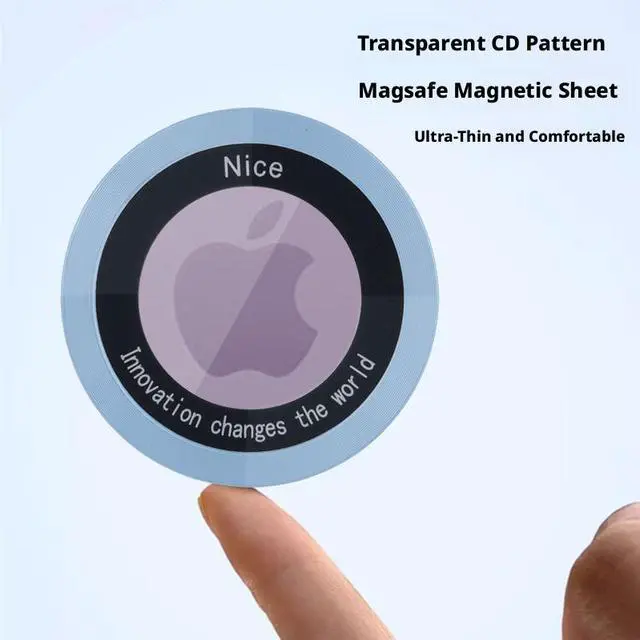 Alt view image 2 of 3 - SOEWIOU Ultra-Thin CD Pattern Magnetic Sheet, MagSafe Compatible Magnet Sticker for Car Mount & Phone Case, Bright Purple, 2 Pack