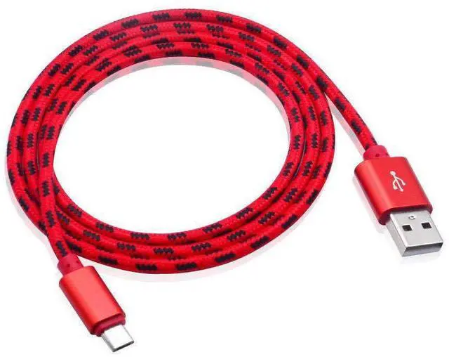 Main image of SOEWIOU 2A Fast Charging Tiger Grid Aluminum Alloy Cable, Red 40 Inch Charging Cord for iPhone Android