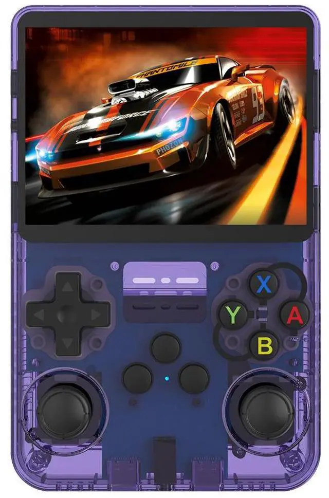 Main image of SOEWIOU R36S Retro Handheld Game Console, Open Source Linux System, 3.5 Inch IPS Screen, 64GB, Purple Transparent, Portable Video Game Player
