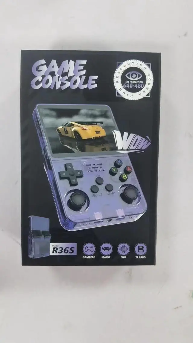 Alt view image 4 of 4 - SOEWIOU R36S Retro Handheld Game Console, Open Source Linux System, 3.5 Inch IPS Screen, 64GB, Purple Transparent, Portable Video Game Player