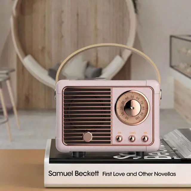 Alt view image 2 of 5 - SOEWIOU Pink Retro Bluetooth Speaker, Mini Handheld Nostalgic Speaker, High-Quality Heavy Bass Wireless Stereo Speaker, Portable Vintage Audio for Home Outdoor