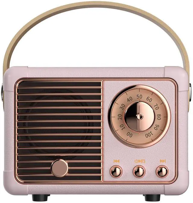 Main image of SOEWIOU Pink Retro Bluetooth Speaker, Mini Handheld Nostalgic Speaker, High-Quality Heavy Bass Wireless Stereo Speaker, Portable Vintage Audio for Home Outdoor