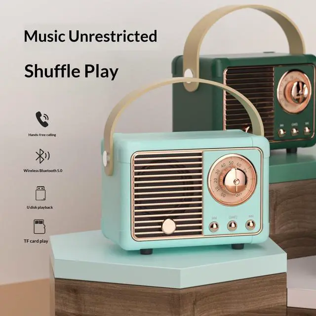 Alt view image 3 of 5 - SOEWIOU Pink Retro Bluetooth Speaker, Mini Handheld Nostalgic Speaker, High-Quality Heavy Bass Wireless Stereo Speaker, Portable Vintage Audio for Home Outdoor