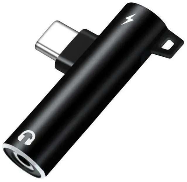Alt view image 5 of 5 - SOEWIOU 2-in-1 Aluminum Alloy Type-C to 3.5mm Audio Adapter, Headphone Converter with Charging for Gaming Voice, Black