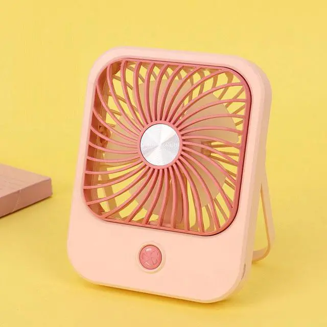 Main image of SOEWIOU Pink Mini Foldable Desk Fan with Stand, USB Rechargeable Portable Fan, 3 Speed Wind Adjustment, Personal Cooling Fan for Office Dorm Outdoor Travel