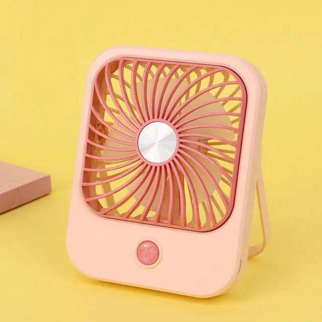 Alt view image 5 of 5 - SOEWIOU Pink Mini Foldable Desk Fan with Stand, USB Rechargeable Portable Fan, 3 Speed Wind Adjustment, Personal Cooling Fan for Office Dorm Outdoor Travel