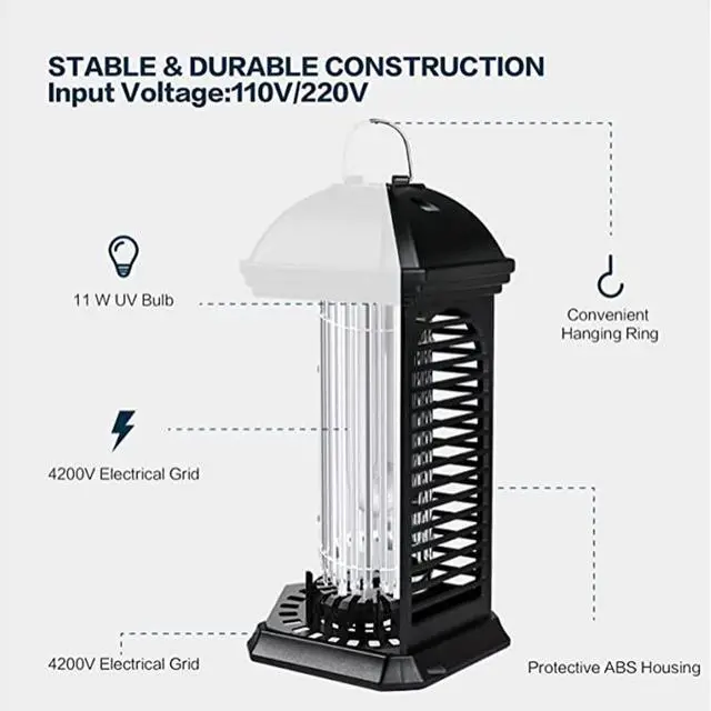 Alt view image 5 of 7 - SOEWIOU 11W High Power Electric Shock Mosquito Killer Lamp, Indoor Bug Zapper, Household Fly Insect Trap for Bedroom Living Room Kitchen