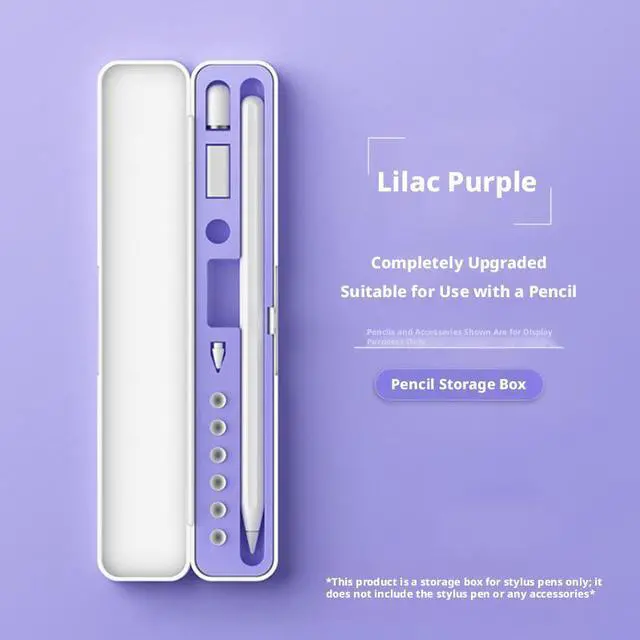Main image of SOEWIOU Purple Storage Case for Apple Pencil 1/2 Gen, Shockproof Protective Pen Holder Box, All-in-One Storage for iPad Stylus, Nib Covers & Charging Adapter