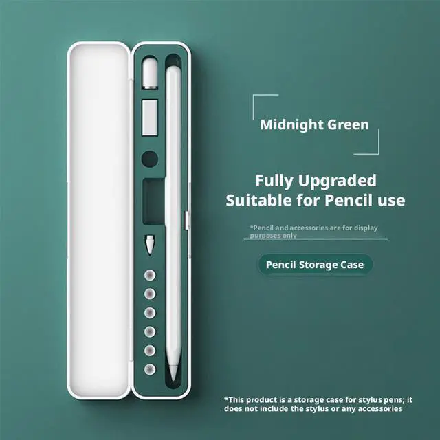 Main image of SOEWIOU Apple Pencil Case for 1st & 2nd Generation, Protective Storage Box with Pencil Tip Covers & Charging Adapter Holder, Shockproof Organizer Carrying Case for iPad Stylus Pen, Green