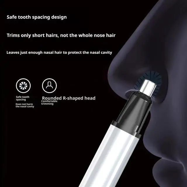 Alt view image 2 of 4 - SOEWIOU Rechargeable Electric Nose Hair Trimmer, Portable Mini Nose & Ear Hair Trimmer, Rotary Dual-Edge Blades, Washable Detachable Head, Painless Grooming Trimmer for Men & Women, Black