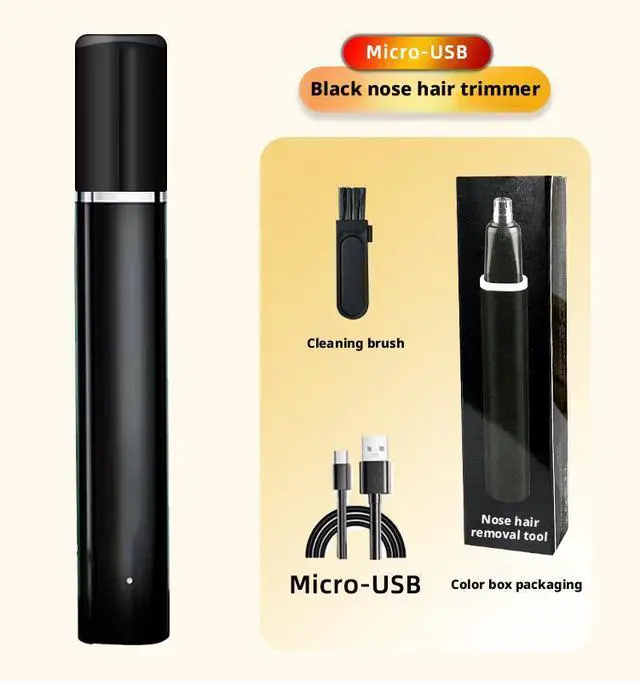 Main image of SOEWIOU Rechargeable Electric Nose Hair Trimmer, Portable Mini Nose & Ear Hair Trimmer, Rotary Dual-Edge Blades, Washable Detachable Head, Painless Grooming Trimmer for Men & Women, Black