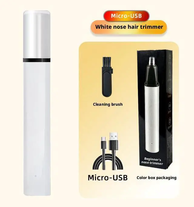 Main image of SOEWIOU Rechargeable Electric Nose Hair Trimmer, Portable Mini Nose & Ear Hair Trimmer, 360° Rotary Dual-Edge Blades, Washable Detachable Head, Painless Cordless Grooming Trimmer for Men & Women, Whit