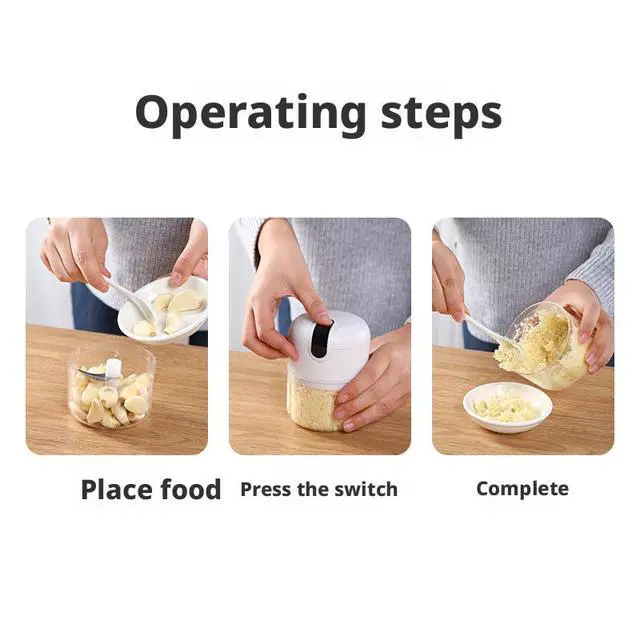 Alt view image 3 of 3 - SOEWIOU Electric Garlic Chopper, Mini USB Rechargeable Food Processor, Portable Garlic Mincer & Meat Grinder, Vegetable Onion Chili Nut Food Chopper for Kitchen Cooking
