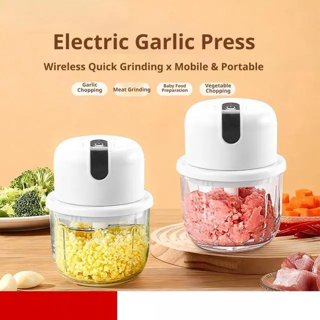 Alt view image 2 of 3 - SOEWIOU Electric Garlic Chopper, Mini USB Rechargeable Food Processor, Portable Garlic Mincer & Meat Grinder, Vegetable Onion Chili Nut Food Chopper for Kitchen Cooking