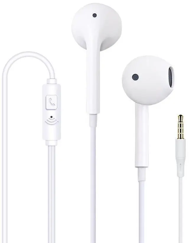 Main image of SOEWIOU 3.5mm Wired Earbuds with Microphone, Half In-Ear Wired Headphones with In-Line Control, High Definition Stereo Earphones, Dual Channel Audio for PC, Laptop, Mobile, Gaming & Calls