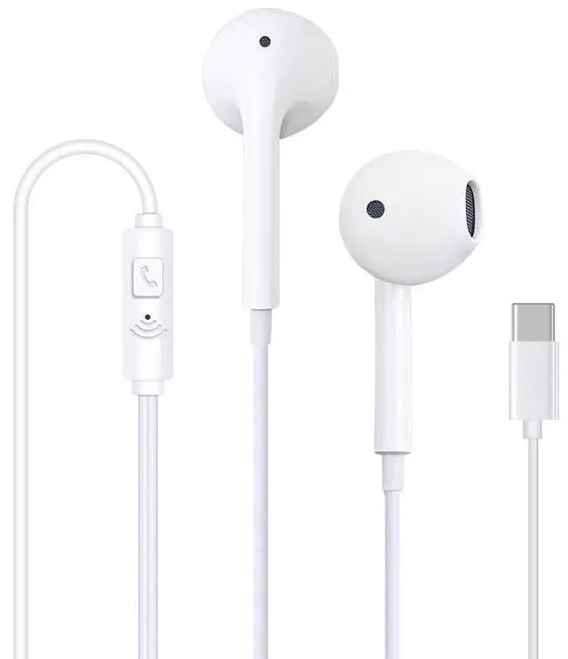 Main image of SOEWIOU USB-C Wired Earbuds with Microphone, Half In-Ear Stereo Headphones with In-Line Control, Dual Channel High Definition Earphones for Phone, Tablet, Laptop, Gaming & Calls