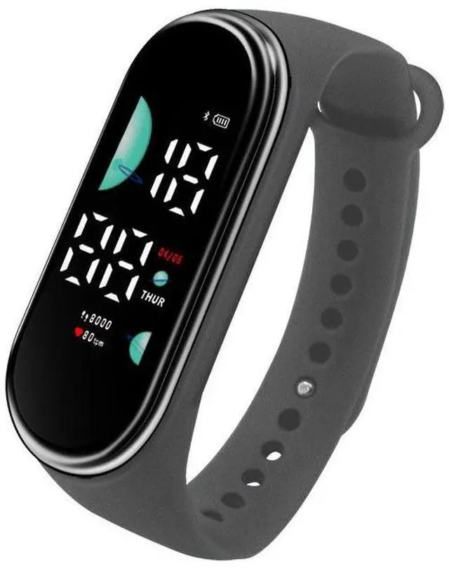 Main image of SOEWIOU Kids LED Digital Watch, Touch Control Electronic Wrist Watch, Waterproof Candy Color Silicone Strap Watch for Boys, Girls, Students & Everyday Wear, Gray
