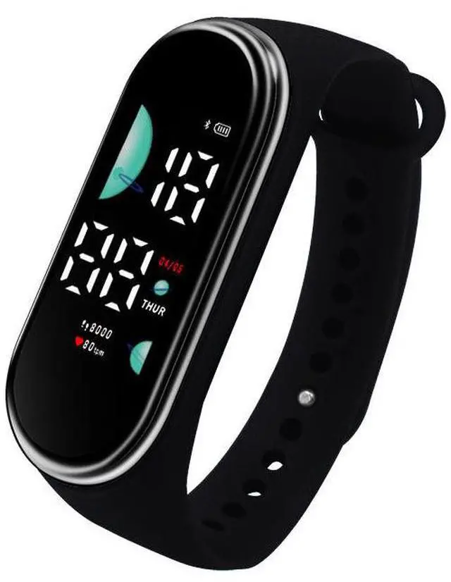 Main image of SOEWIOU Kids LED Digital Watch, Touch Control Electronic Wrist Watch, Waterproof Candy Color Silicone Strap Watch for Boys, Girls, Students & Everyday Wear, Black