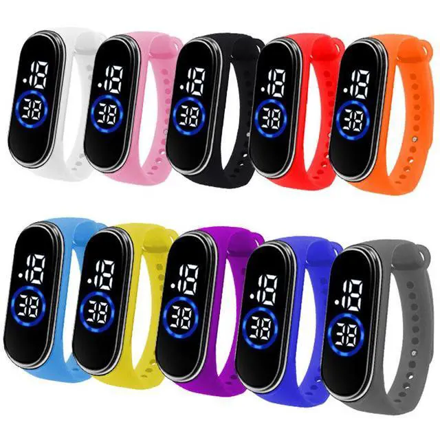 Alt view image 5 of 5 - SOEWIOU Kids LED Digital Watch, Touch Control Electronic Wrist Watch, Waterproof Candy Color Silicone Strap Watch for Boys, Girls, Students & Everyday Wear, Black