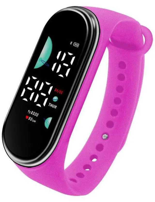 Main image of SOEWIOU Kids LED Digital Watch, Touch Control Electronic Wrist Watch, Waterproof Candy Color Silicone Strap Watch for Boys, Girls, Students & Everyday Wear, Rose Red